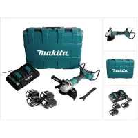 Makita DGA 900 G4KX2 Akku Winkelschleifer 36V ( 2x18V ) 230mm Brushless + 4x Akku 6,0Ah + Doppelladegerät + Ezynut + Koffer