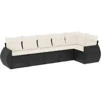 The Living Store 6-tlg. Garten-Sofagarnitur mit Kissen Schwarz Poly Rattan