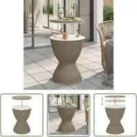 The Living Store 3-in-1 Tisch mit Eiskühler Hellbraun Polypropylen