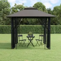 The Living Store Pavillon mit Seitenwänden Anthrazit 300x300x270 cm Stahl