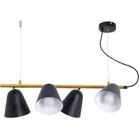 Näve Pendelleuchte - 4er Pendelleuchte "TRITON" L: 61cm schwarz, Hängelampe im Retro Style, ausMetall in schwarz, 126 cm hoch, Maße 61 x 13 cm, E14-Fassung