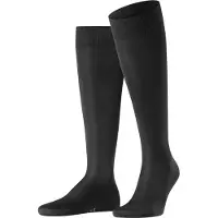 Falke Tiago Herren Kniestrümpfe, 49-50, Schwarz, Uni, Baumwolle