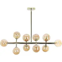 Beliani Hängeleuchte mit 10 goldfarbenen Stahllampen Wohnzimmer Esszimmer modern minimalistisch
