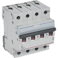 Legrand 404136 TX3 Leitungsschutzschalter B-Charakteristik, 4A, 3-polig+N, 10kA, 400VAC, 4TE