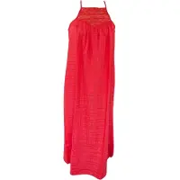 Superdry für Damen. W8011672A Langes Strandkleid Koralle mit Neckholder-Ausschnitt (M), Lässig, Viskose, Ärmellos / Hosenträger