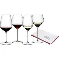 RIEDEL Glas Weinglas "Wein-Tasting-Set + Poliertuch Veloce 4er Set transparent", bunt (transparent), B:2cm H:2cm, Glas, RIEDEL THE WINE GLASS COMPANY, Trinkgefäße, Weinglas, Spülmaschinengeeignet