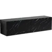 FineBuy Lowboard Hängend Marmor-Optik Schwarz 120x30x30 cm TV-Schrank Fernsehtisch mit Klapptüren Modern Fernsehschrank Wand TV-Kommode Fernsehkommode