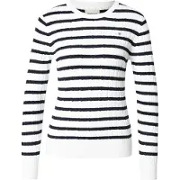 Gant Sweater "Strickpullover STRETCH COTTON CABLE STRIPE C-NECK", Damen, Gr. M, weiß (ecru), Obermaterial: 88% Baumwolle CO. 10% Polyamid PA. 2% Elasthan EL., Sweatshirts Sweater