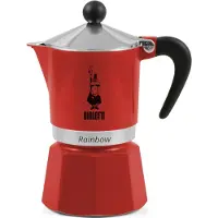 Bialetti Rainbow, Mokka-Kanne, Schwarz, Rot, Edelstahl, Aluminium, 3 Tassen, Rainbow, CE