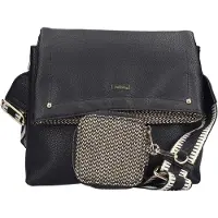 Rieker Damen Umhängetasche mit breitem Gitarrengurt und kleiner Tasche H1612, Farbe:Schwarz
