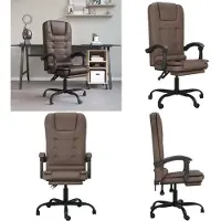 vidaXL Bürostuhl mit Massagefunktion Braun Kunstleder - Massage-Bürostuhl - Massage-Bürostühle - Bürostuhl Mit Massagefunktion - Elektrischer Bürostuhl
