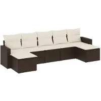 The Living Store 7-tlg. Garten-Sofagarnitur mit Kissen Braun Poly Rattan