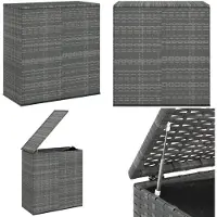 vidaXL Garten Kissenbox PE Rattan 100x49x103,5 cm Grau - Kissenbox - Kissenboxen - Gartenbox - PE-Rattan-Kissenbox