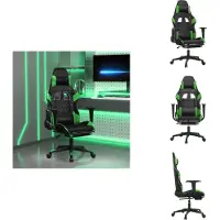 vidaXL Gaming-Stuhl mit Fußstütze Schwarz und Grün Kunstleder - Gaming-Sessel