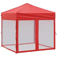 The Living Store Partyzelt Faltbar mit Seitenwänden Rot 2x2 m