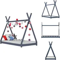vidaXL Kinder-Bettgestell Grau Massivholz Kiefer 90 x 200 cm - Baby- & Kleinkinderbetten