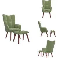 vidaXL Relaxsessel mit Hocker Hellgrün Samt - Sessel