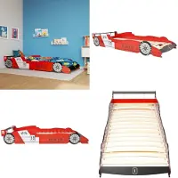 vidaXL Rennwagen Bett 90x200 cm Rot - Kinderbett - Kinderbetten - Rennwagen Design-Bett - Rennwagen Design-Betten