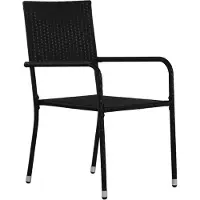 The Living Store Garten-Essstühle 2 Stk. Stapelbar Schwarz Poly Rattan