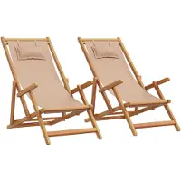 The Living Store Strandstühle 2 Stk. Klappbar Taupe Stoff und Massivholz