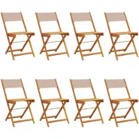 The Living Store Gartenstühle 8 Stk. Klappbar Taupe Stoff und Massivholz