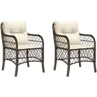 The Living Store Gartenstühle mit Kissen 2 Stk. Braun Poly Rattan