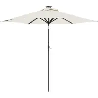 The Living Store Sonnenschirm mit LED und Stahlmast Weiß 225x225x212 cm