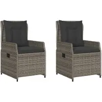 The Living Store Gartensessel 2 Stk. Verstellbar Grau Poly Rattan