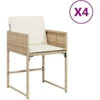 The Living Store Gartenstühle mit Kissen 4 Stk. Beige Poly Rattan