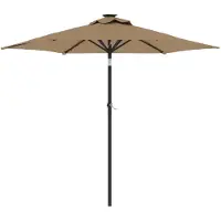 The Living Store Sonnenschirm mit LED und Stahlmast Taupe 225x225x212 cm