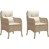 The Living Store Gartenstühle mit Kissen 2 Stk. Beige Poly Rattan