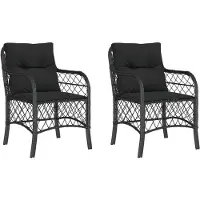 The Living Store Gartenstühle mit Kissen 2 Stk. Schwarz Poly Rattan
