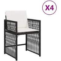 The Living Store Gartenstühle mit Kissen 4 Stk. Schwarz Poly Rattan