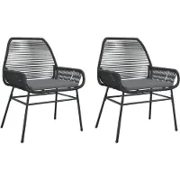 The Living Store Gartenstühle 2 Stk. mit Kissen Schwarz Poly Rattan