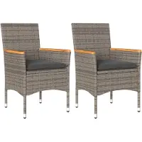 The Living Store Gartenstühle mit Kissen 2 Stk. Grau Poly Rattan