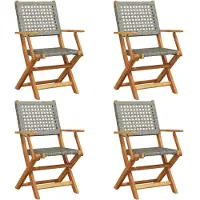 The Living Store Gartenstühle 4 Stk. Klappbar Grau Poly Rattan & Massivholz