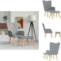 vidaXL Relaxsessel mit Hocker Hellgrau Stoff - Sessel