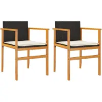 The Living Store Gartenstühle mit Kissen 2 Stk. Schwarz Poly Rattan Massivholz