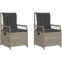 The Living Store Gartensessel 2 Stk. Verstellbar Hellgrau Poly Rattan