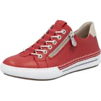 Rieker Damen Low Sneaker Rot Leder Synthetik Mix Größe: 36