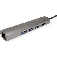 Value USB-C Dockingstation, HDMI 4K, 3x USB Typ A, Gigabit Ethernet, grau