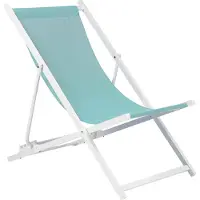 Beliani Liegestuhl Weiß Aluminium Mesh Türkis Faltbar Klappbar Verstellbar Modern Garten Terrasse Outdoor Balkon Möbel Ausstattung