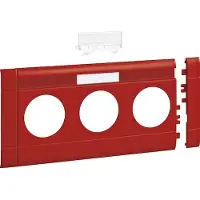 Hager Blende 3-fach Steckdose zu BR 100mm beschriftbar anreihbar halogenfrei rot, Montageplatte, Rot, Acrylnitril-Butadien-Styrol (ABS), 100 mm