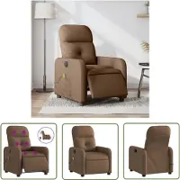 The Living Store Massagesessel Elektrisch Braun Stoff
