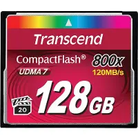 Transcend 128GB 800x CF, 128 GB, Kompaktflash, MLC, 120 MB/s, 60 MB/s, Schwarz