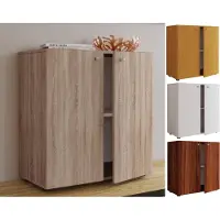 VCM Kommode "Holz Kommode Sideboard Anrichte Vandol 1 Drehtüren", braun (buche), B:70cm T:36cm, Sideboards, Kommode