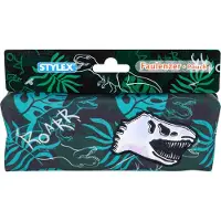 Stylex Schreibwaren Stylex 47093 - Faulenzer-Mäppchen mit Dino-Design, 3D Applikation und Reißverschlussanhänger, ca. 20 x 7 x 7 cm