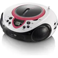 Lenco SCD-38 USB Pink - Tragbares FM-Radio mit CD/MP3-Player - USB-Eingang - AUX-Eingang - Pink