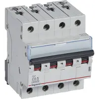 Legrand 404247 TX3 Leitungsschutzschalter C-Charakteristik, 0,5A, 4-polig, 10kA, 400VAC, 4TE
