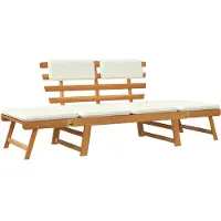 The Living Store Gartenbank 2-in-1 mit Polstern 190 cm Massivholz Akazie